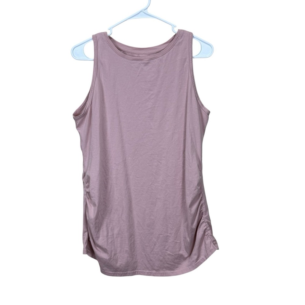 Pact Maternity Tank Top L Pink Organic Cotton Ruched